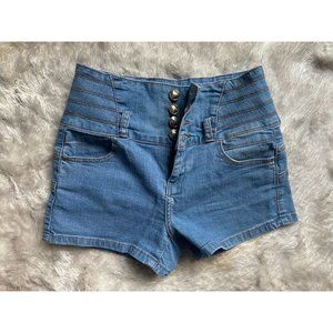 Premium L&M high waisted button fly denim short shorts sz 0